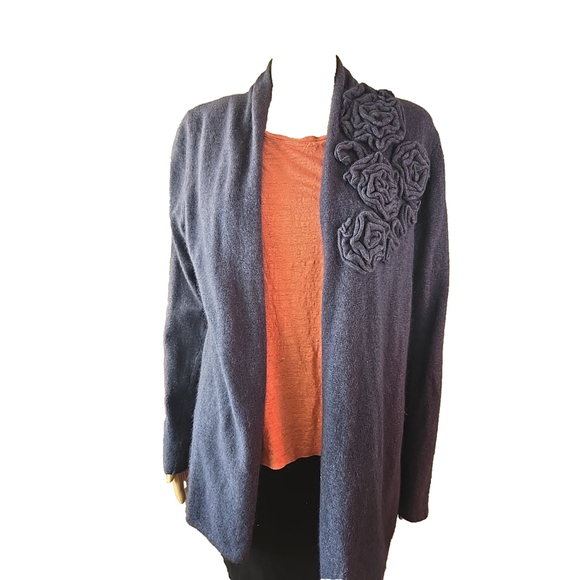 Cynthia Rowley Women's Blue Angora rabbit Hair Blend Cardigan Size Large - Picture 1 of 6